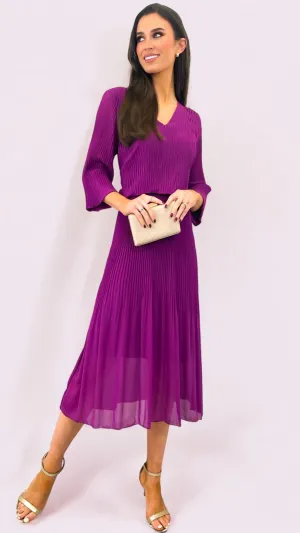 A1947 Magenta Sleeved Loose Top Dress