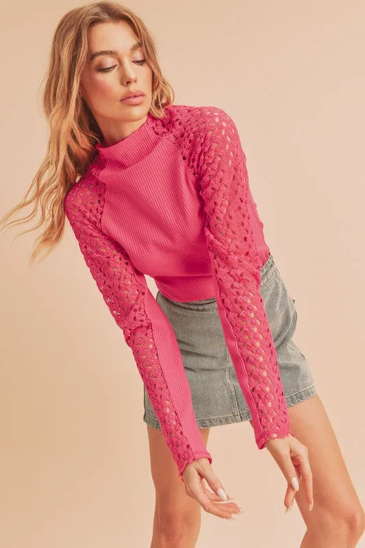 AEMI & Co. Suri Top with Laced Sleeves