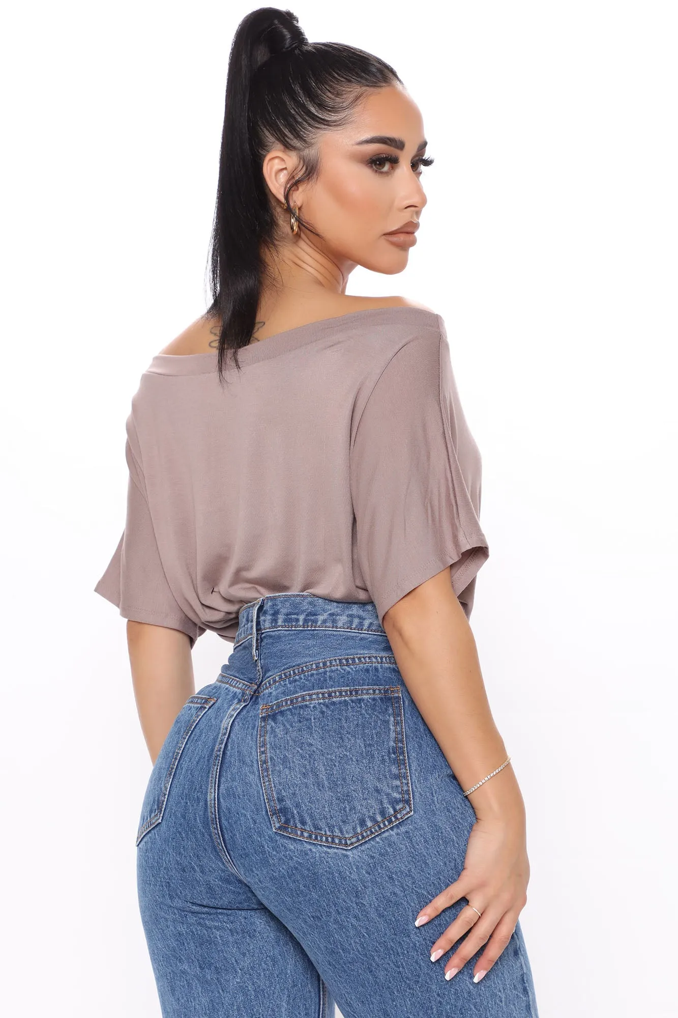 All Occasions Off Shoulder Bodysuit - Mocha