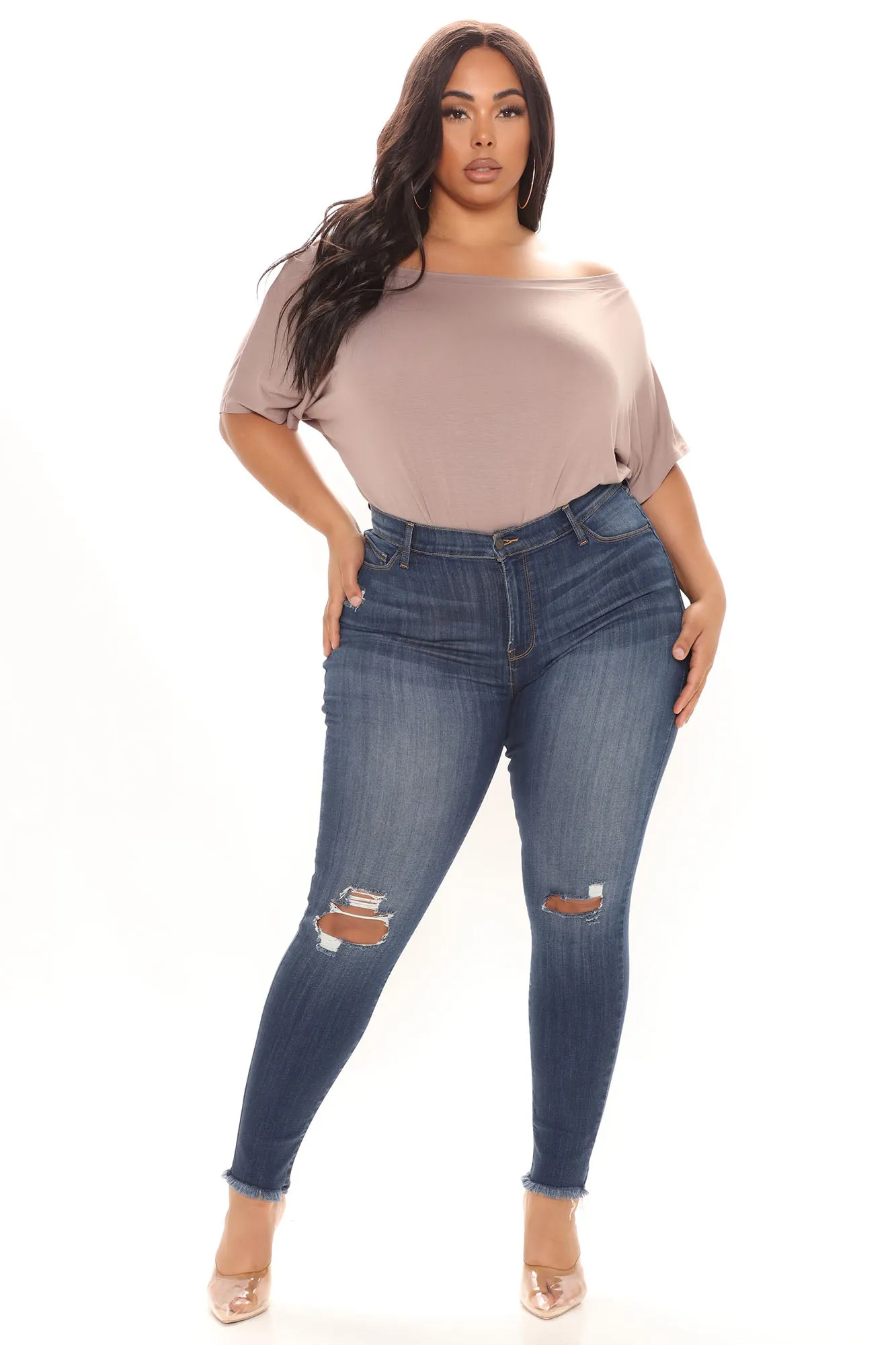 All Occasions Off Shoulder Bodysuit - Mocha
