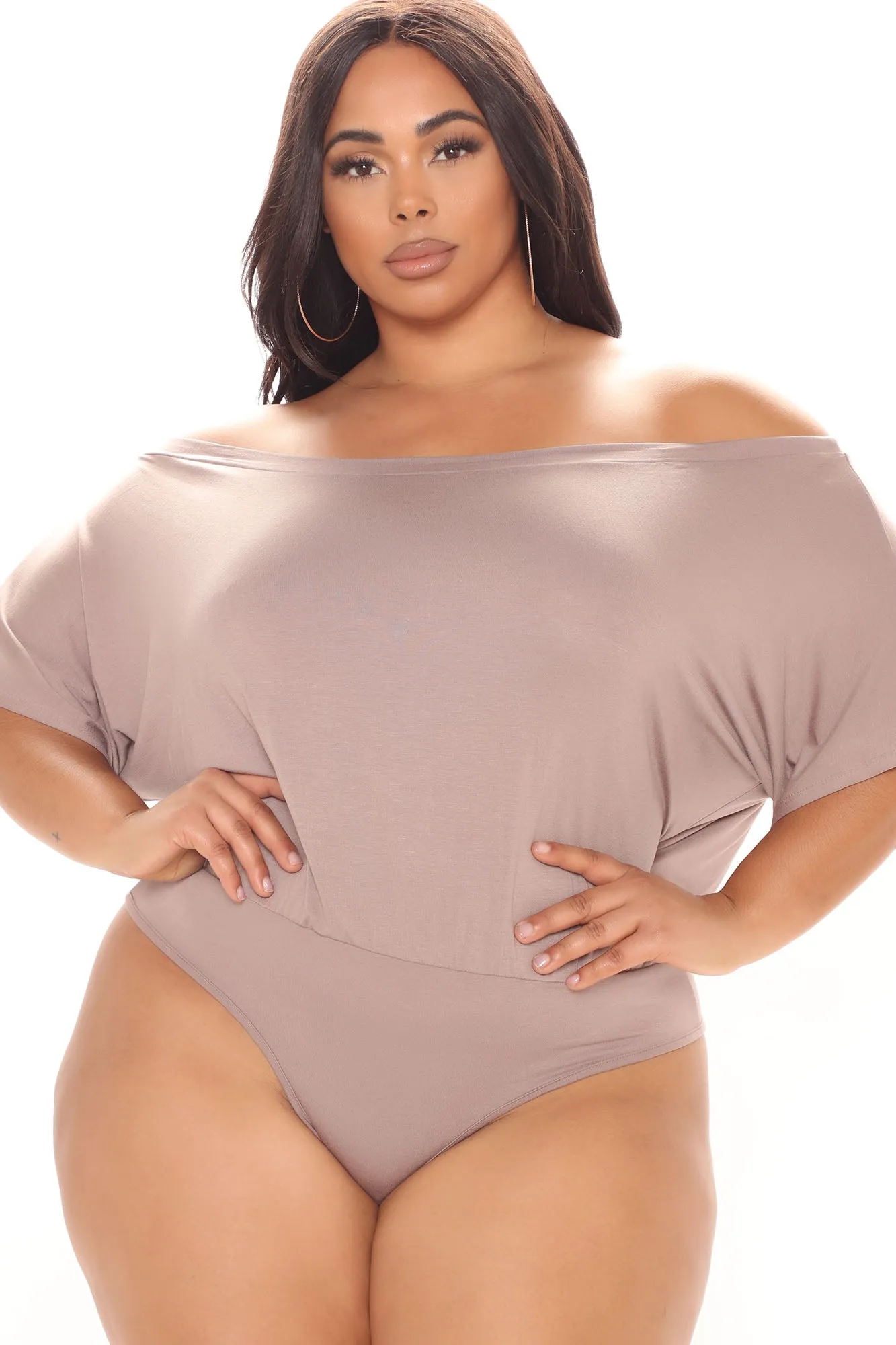 All Occasions Off Shoulder Bodysuit - Mocha
