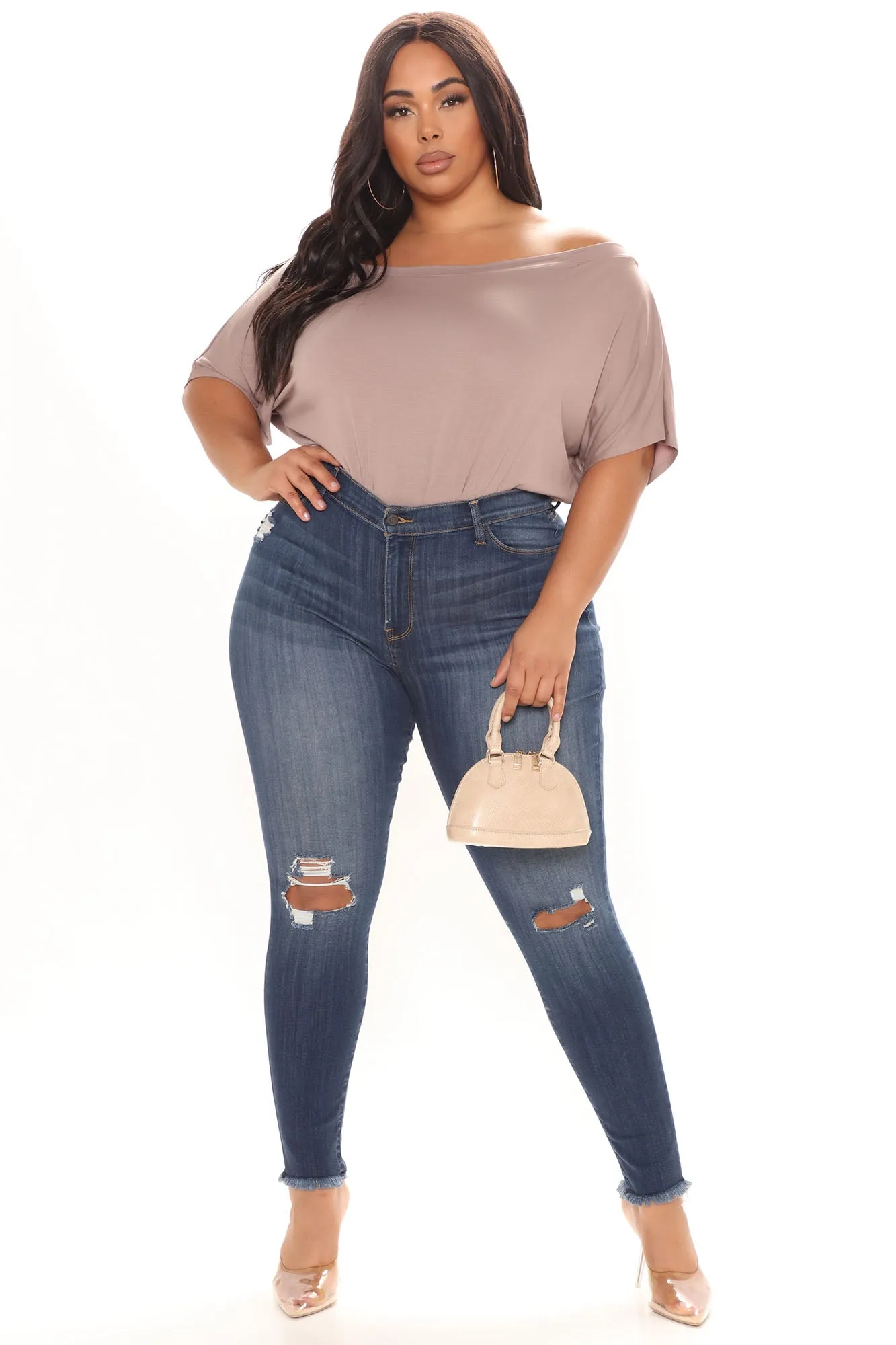 All Occasions Off Shoulder Bodysuit - Mocha