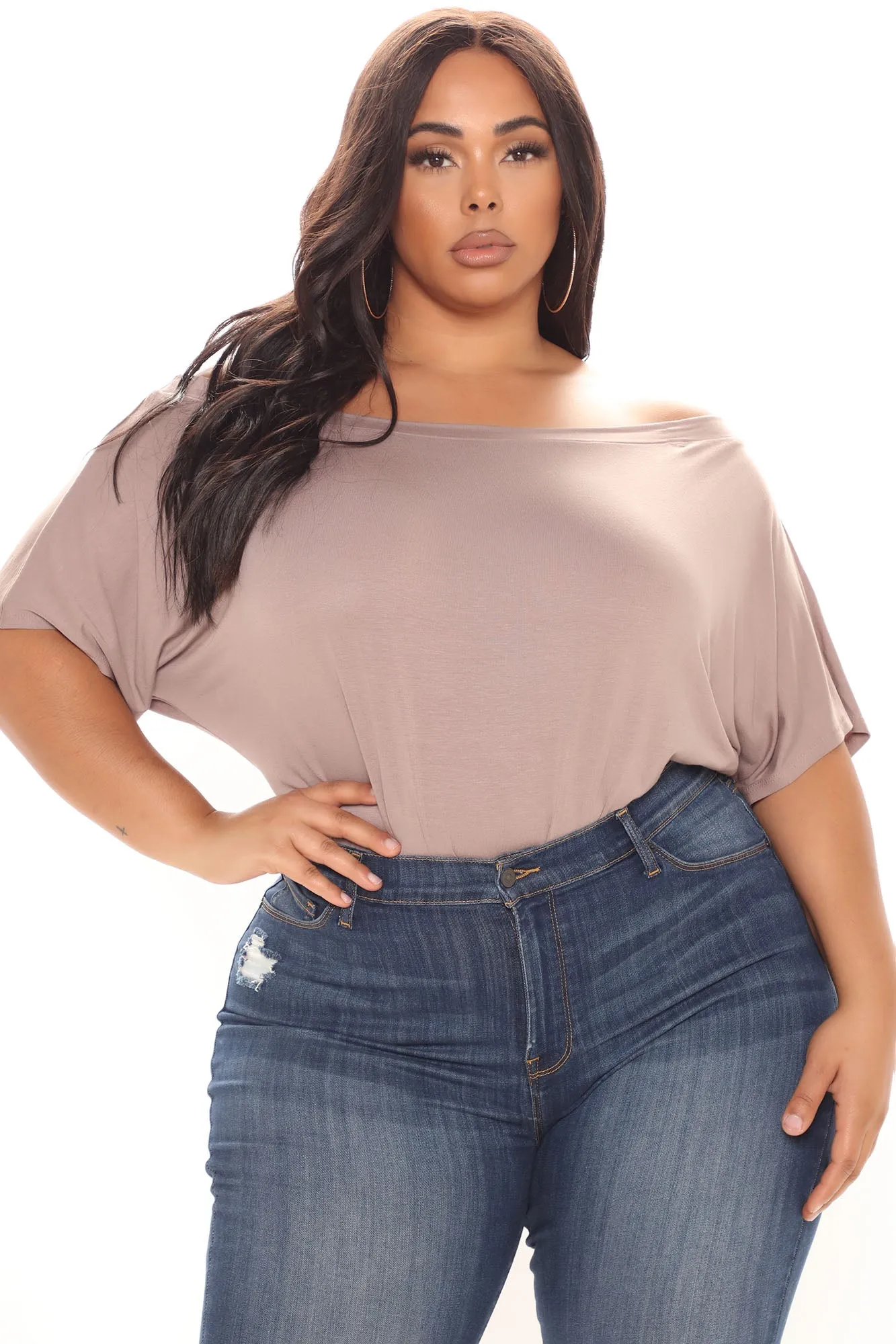 All Occasions Off Shoulder Bodysuit - Mocha