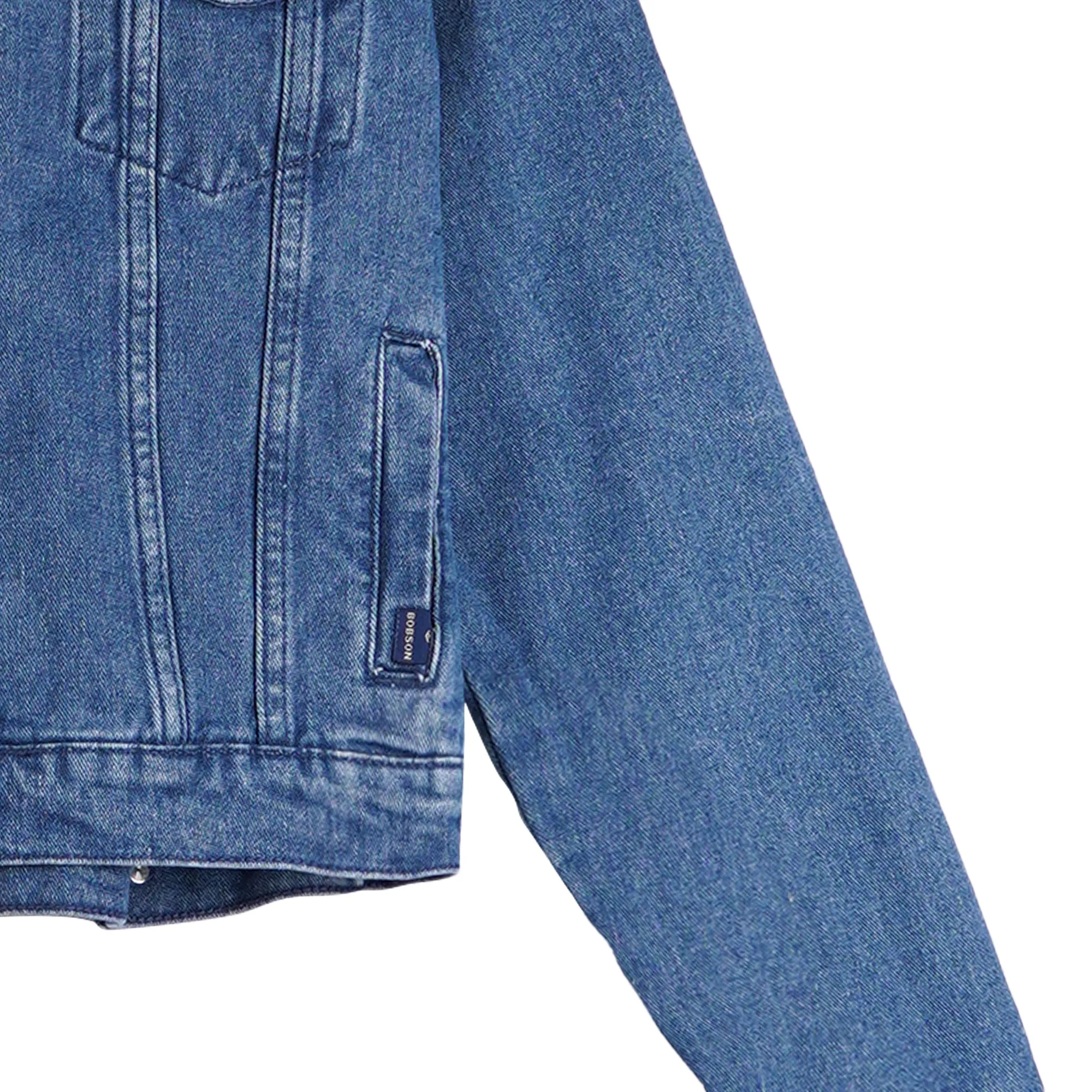 Bobson Japanese Ladies Basic Denim Jacket Trendy fashion High Quality Apparel Comfortable Casual Jacket for Women Slim Fit 131506 (Medium Shade)