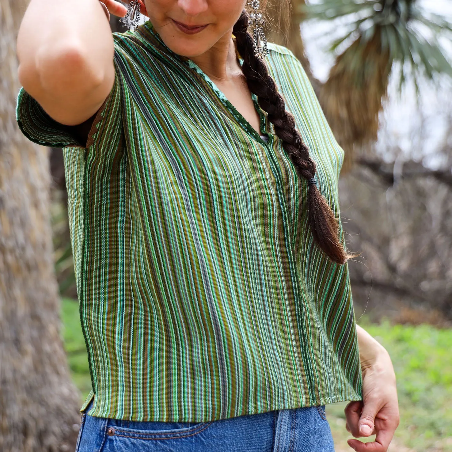 Bonita Lines Cropped Huipil Blouse