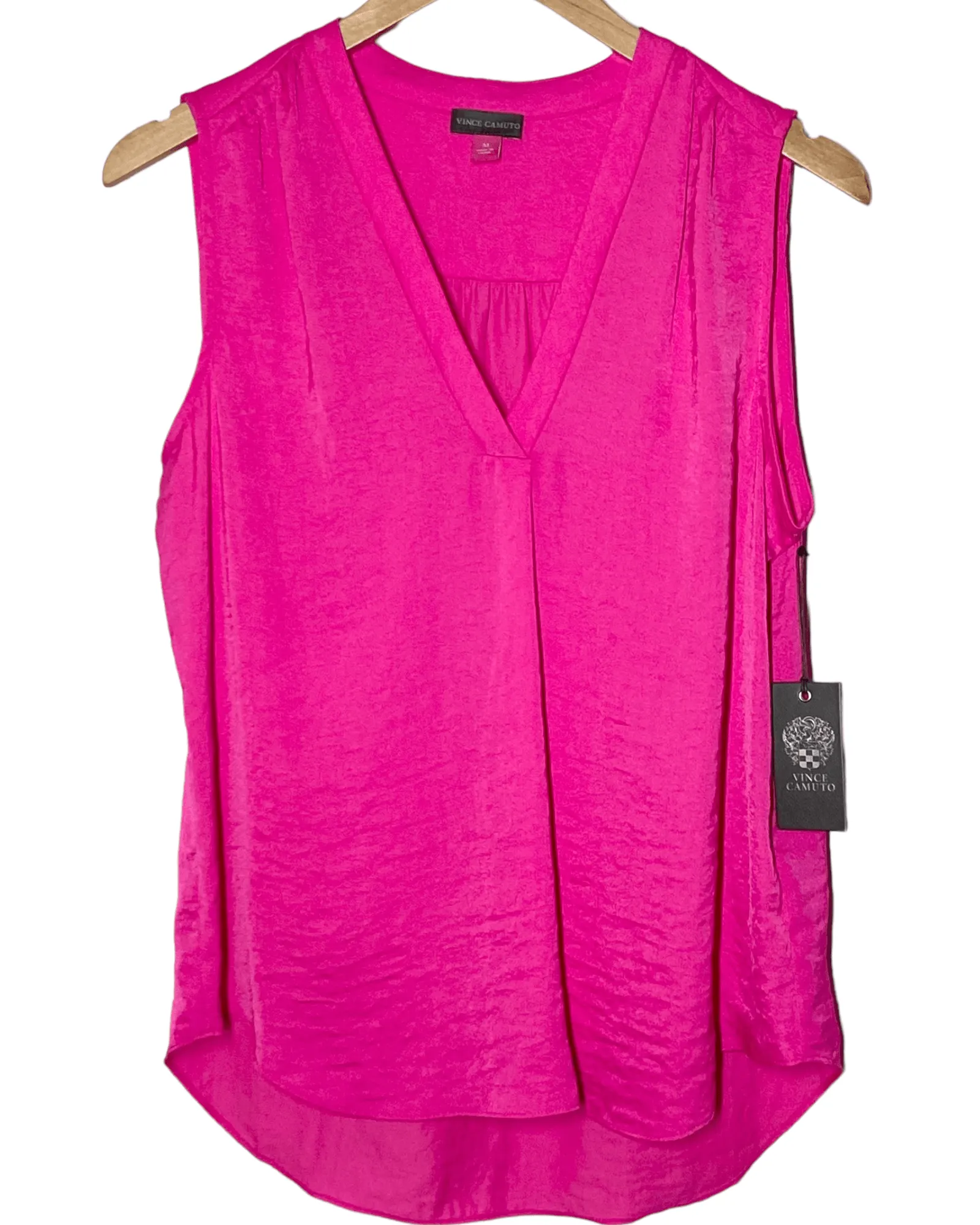 Bright Winter Hot Pink Rumpled Satin Blouse
