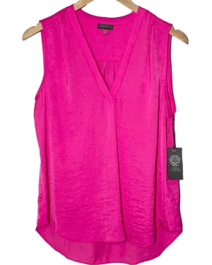 Bright Winter Hot Pink Rumpled Satin Blouse