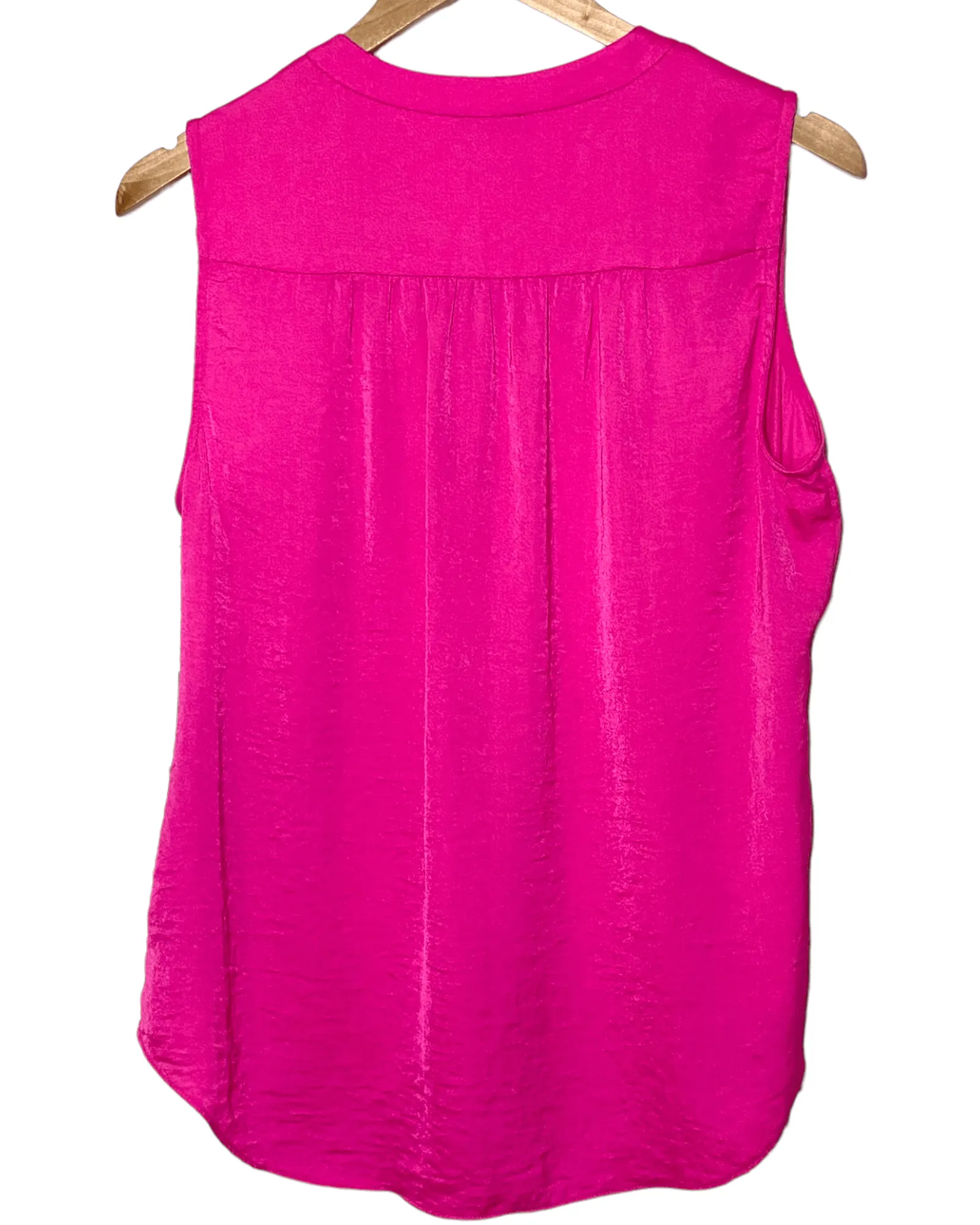 Bright Winter Hot Pink Rumpled Satin Blouse