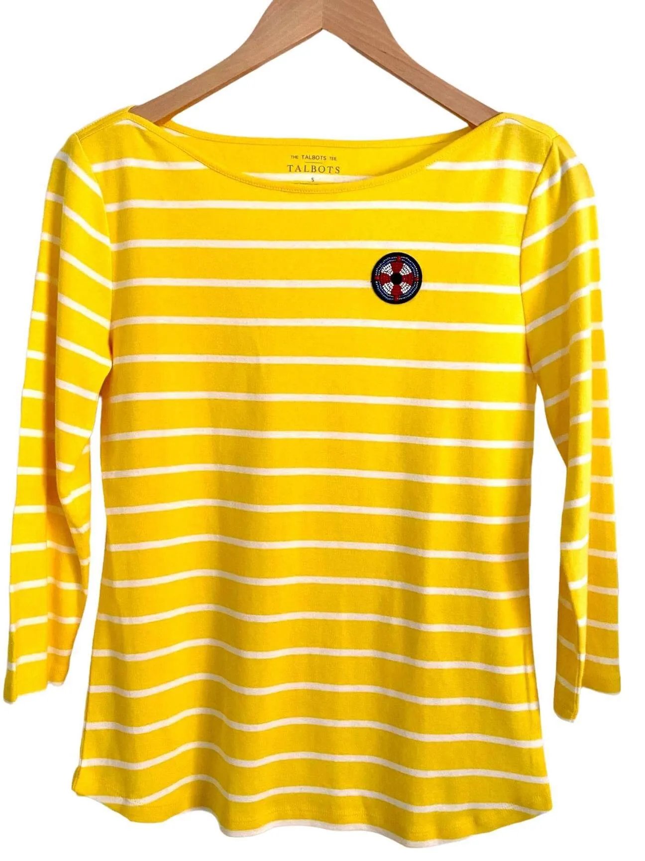 Bright Winter Yellow Striped Nautical Tee