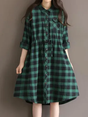 Casual Loose Plaid Dresses
