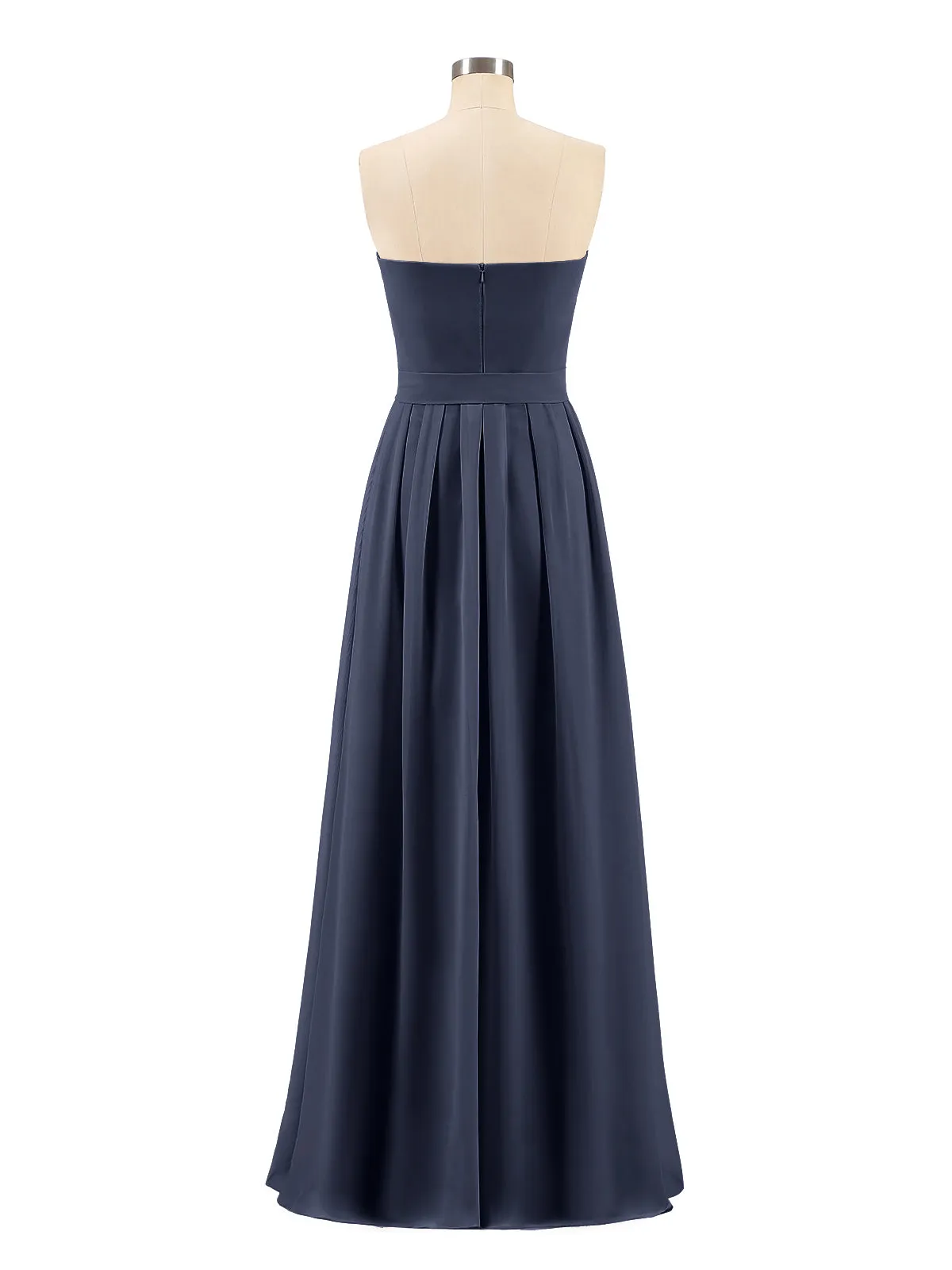 Chiffon Strapless Bridesmaid Gown with Sash-Dark Navy