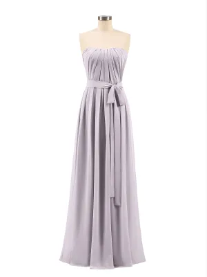 Chiffon Strapless Bridesmaid Gown with Sash-Dusk