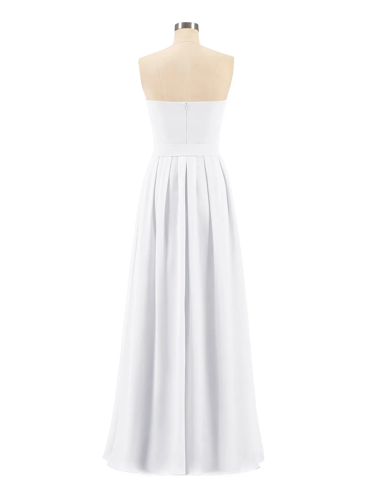 Chiffon Strapless Bridesmaid Gown with Sash-White
