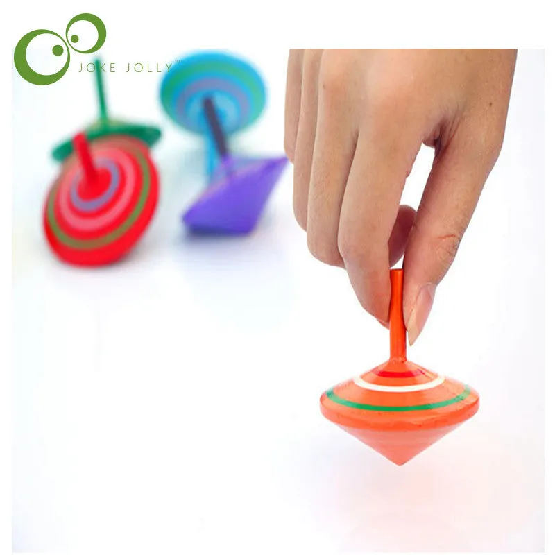 Child Classic Toy Rotating Multicolour wooden Spinning Top Traditional Wooden Baby Toys GYH S49