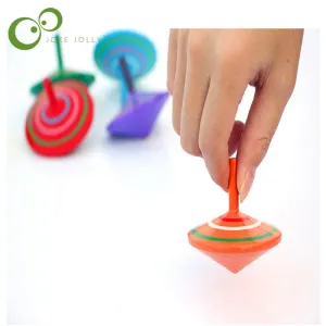 Child Classic Toy Rotating Multicolour wooden Spinning Top Traditional Wooden Baby Toys GYH S49
