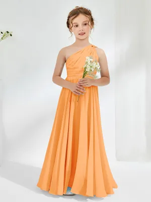 Cute One Shoulder  A-line Junior Bridesmaid Dresses Orange
