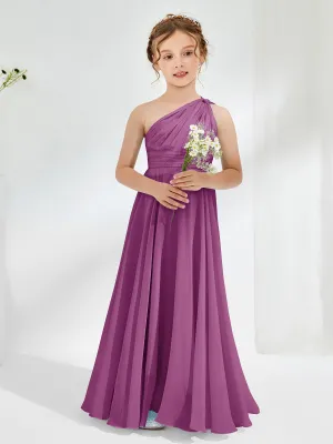 Cute One Shoulder  A-line Junior Bridesmaid Dresses Orchid