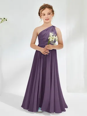 Cute One Shoulder  A-line Junior Bridesmaid Dresses Plum