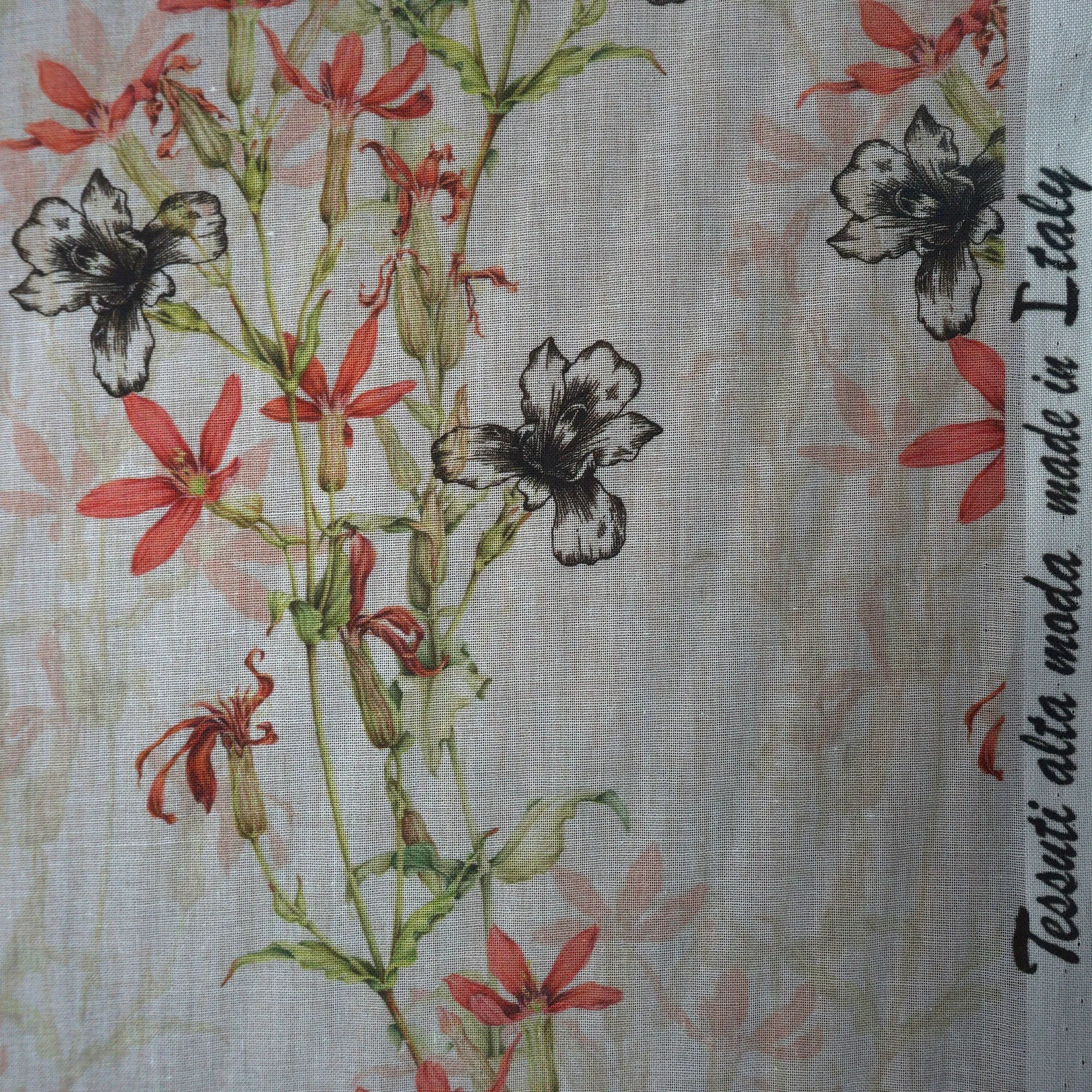 Delicate Floral Garland Italian Cotton Stretch Fabric