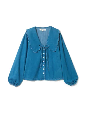Denim, long-sleeve Birdie blouse