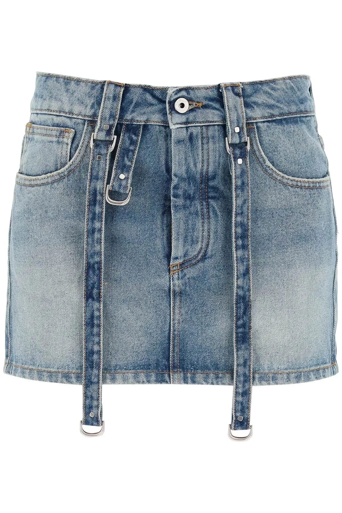 DENIM MINI SKIRT WITH STRAPS