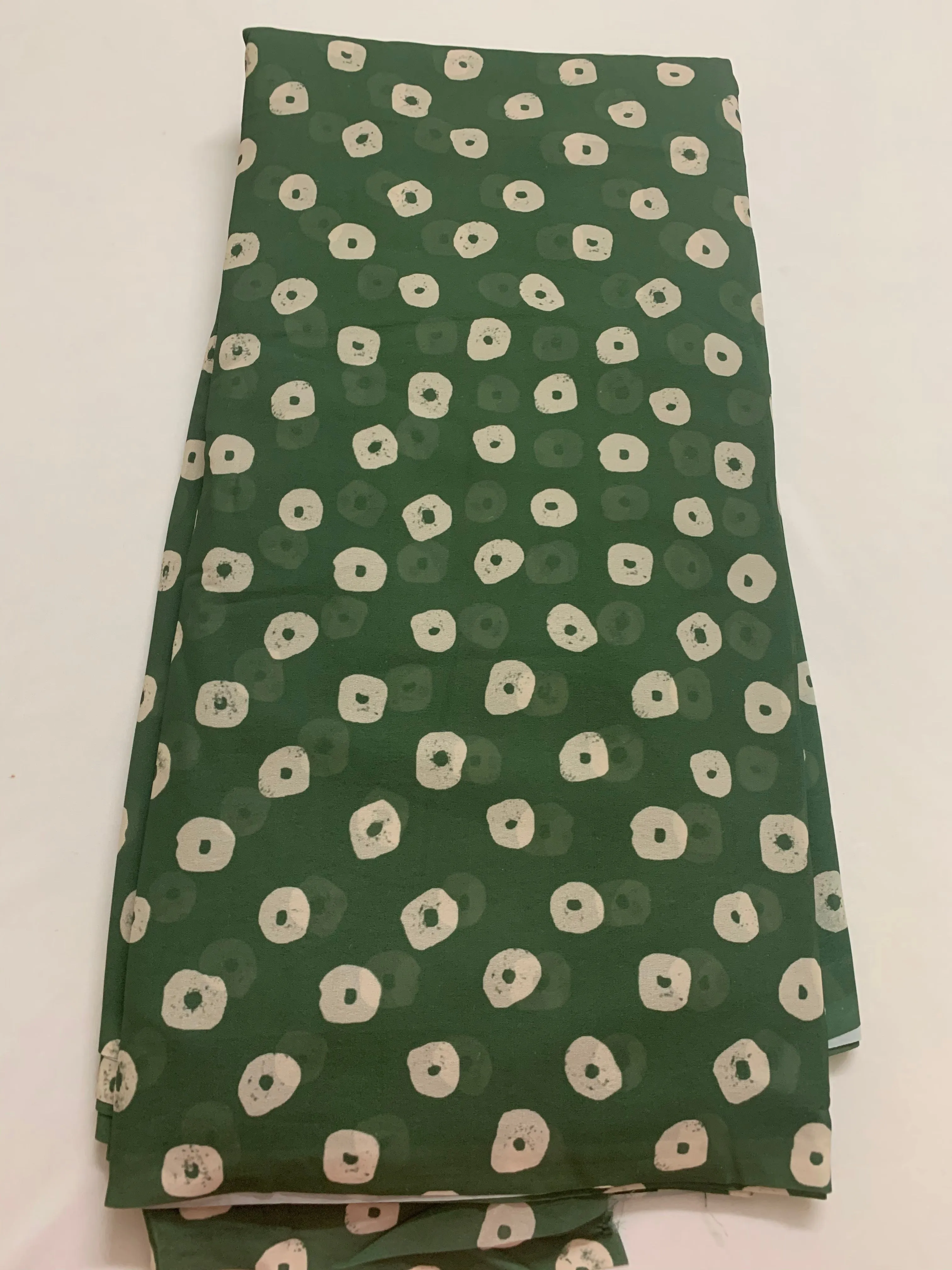 Digital bandhani printed green georgette fabric