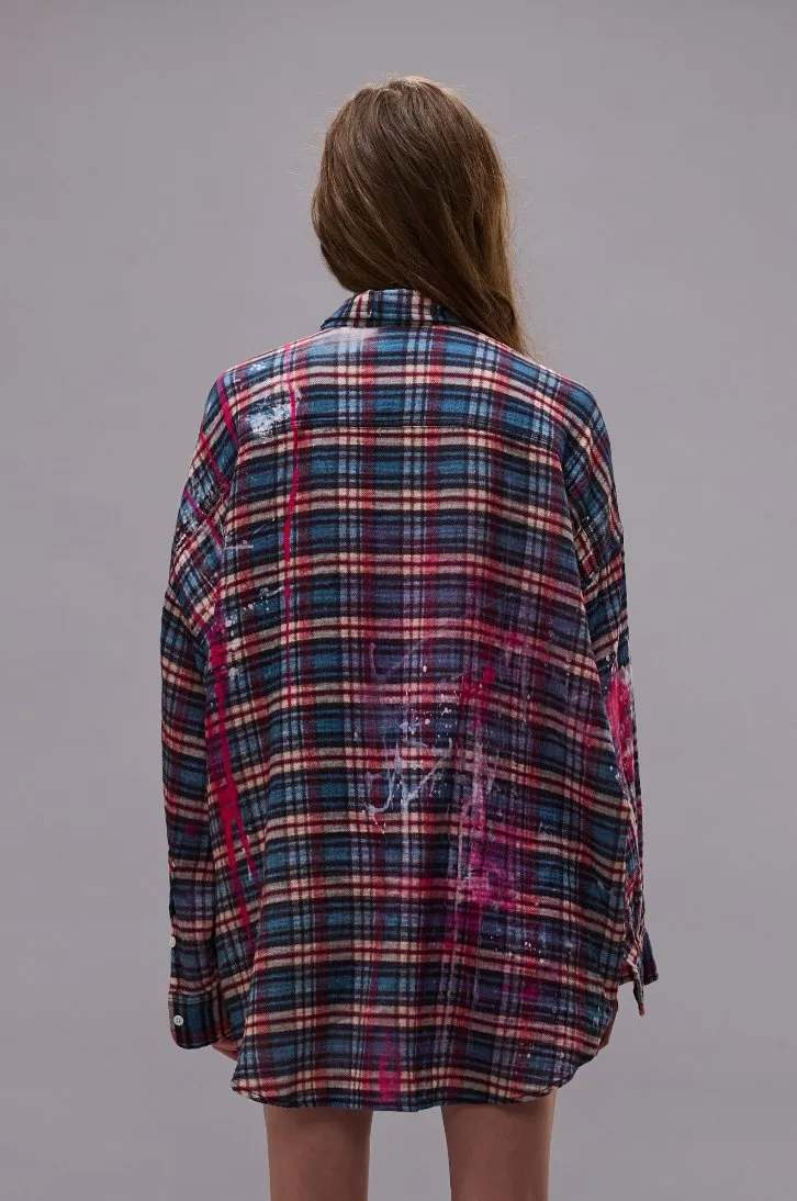 Drop Neck Workshirt - Blue Plaid