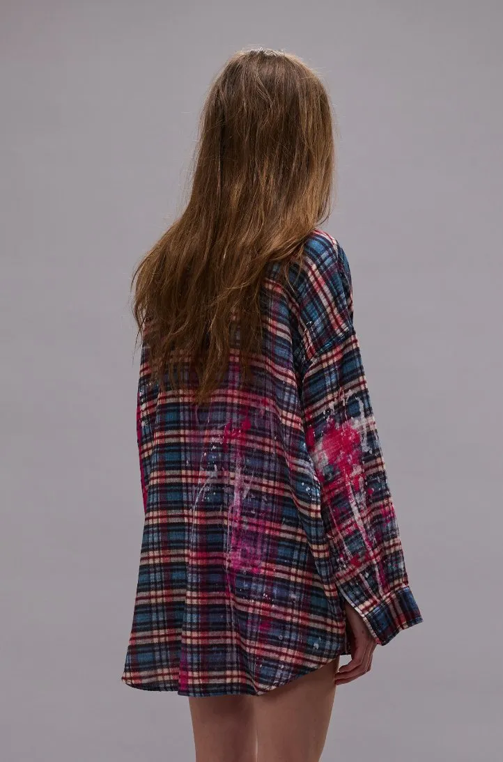 Drop Neck Workshirt - Blue Plaid