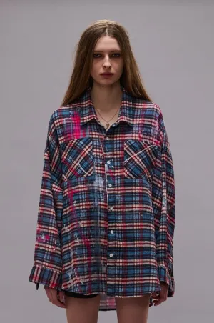 Drop Neck Workshirt - Blue Plaid