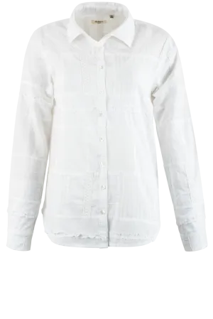 Dylan White Patchwork Button Down-Long