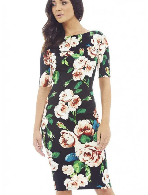 Elegant Floral Print Casual Dress