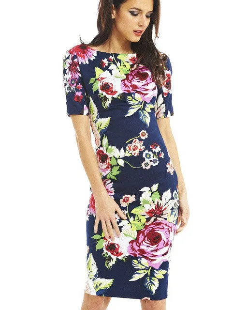 Elegant Floral Print Casual Dress