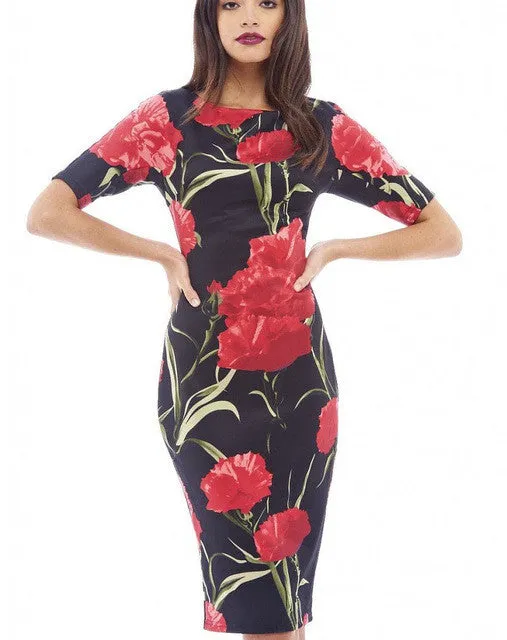 Elegant Floral Print Casual Dress