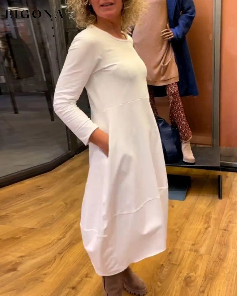 Elegant Solid Color Dress