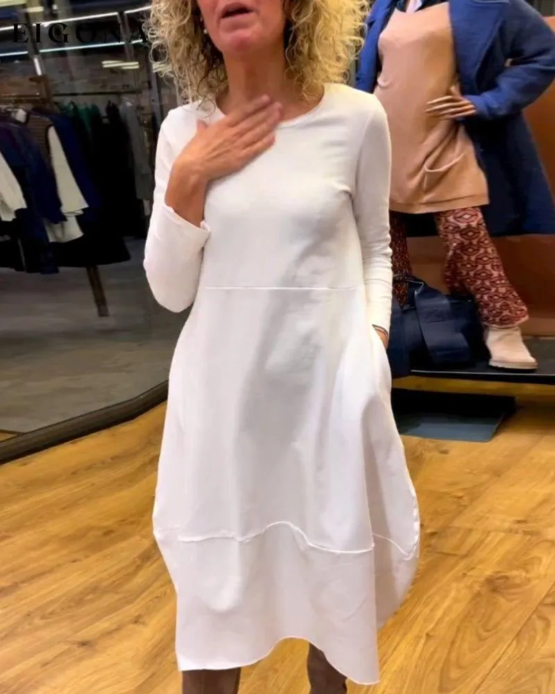 Elegant Solid Color Dress