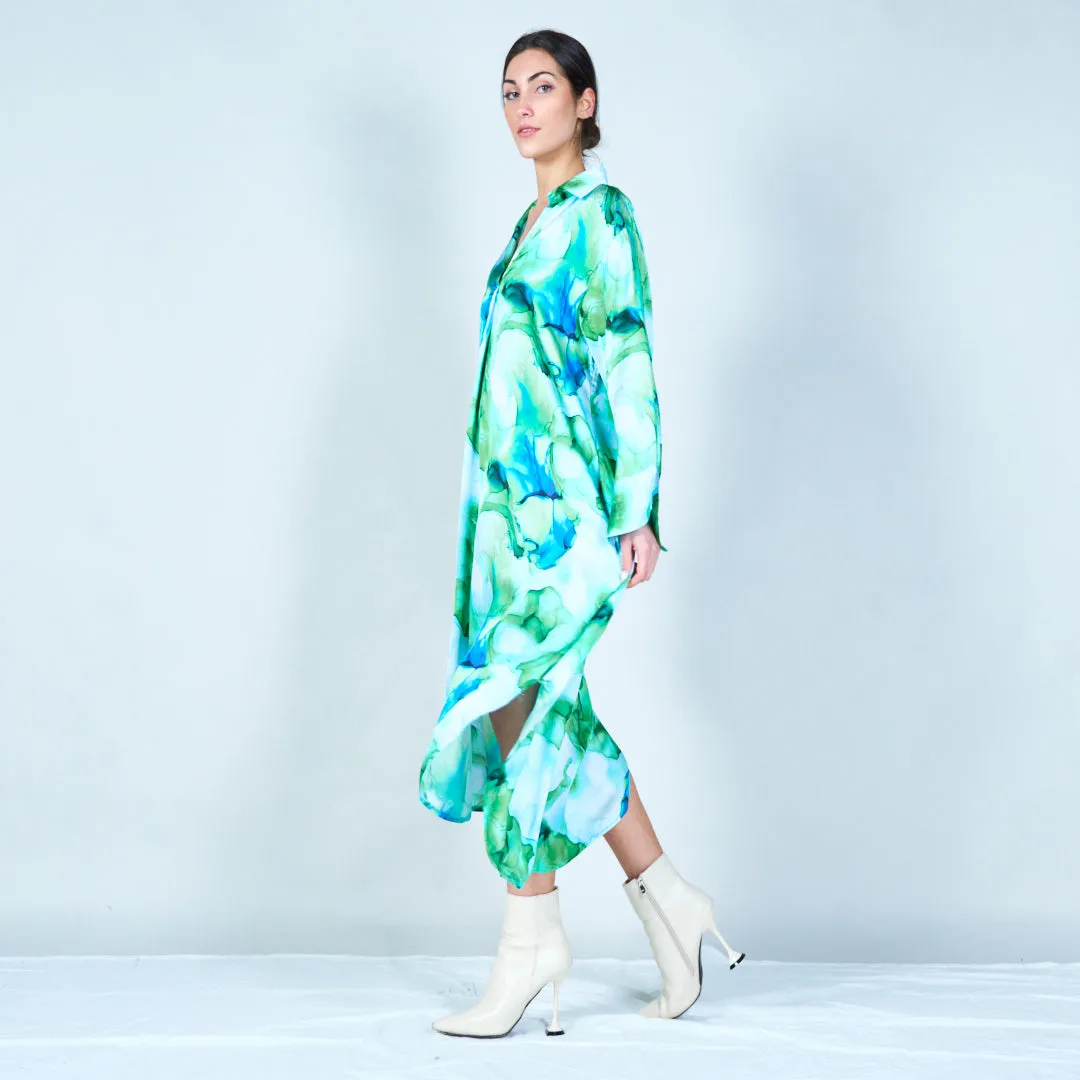 Flowing abstract print midi kaftan wholesale