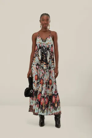 Flowing Beauty Pleated Sleeveless Midi Dress