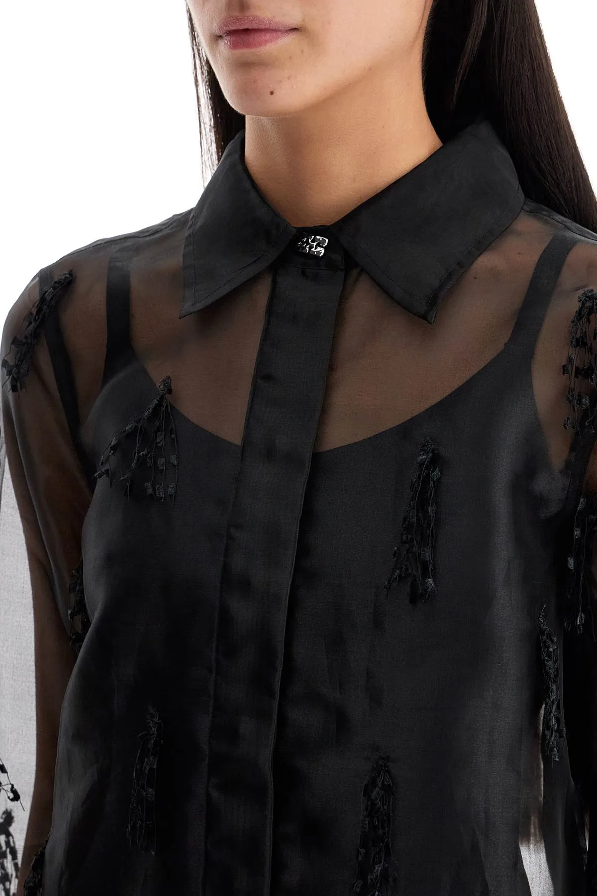 FRINGED ORGANZA SHIRT