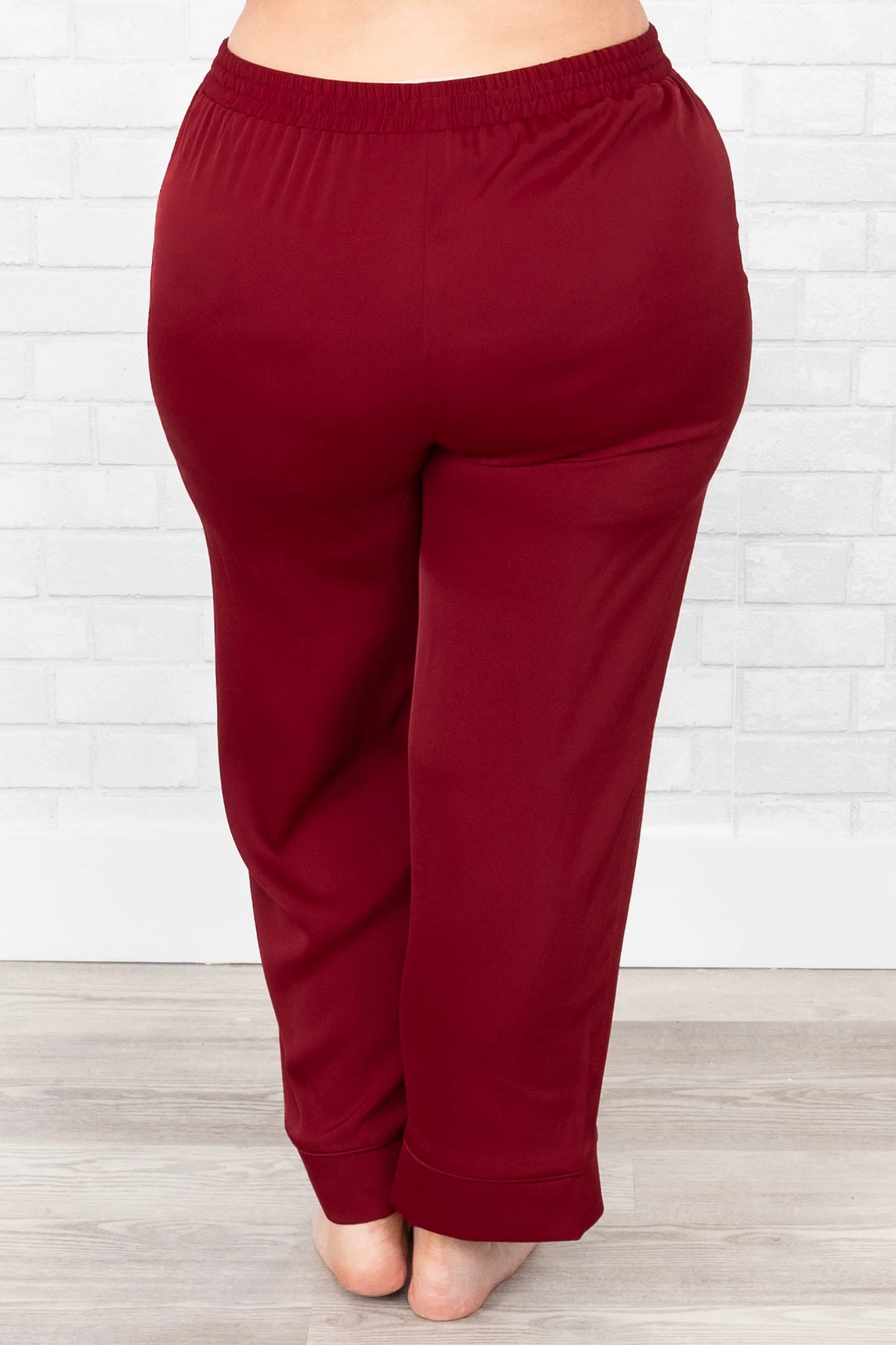 Get Glowing Silky Satin Sleep Pant, Wine