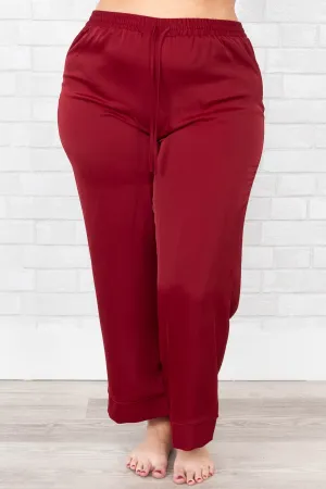 Get Glowing Silky Satin Sleep Pant, Wine