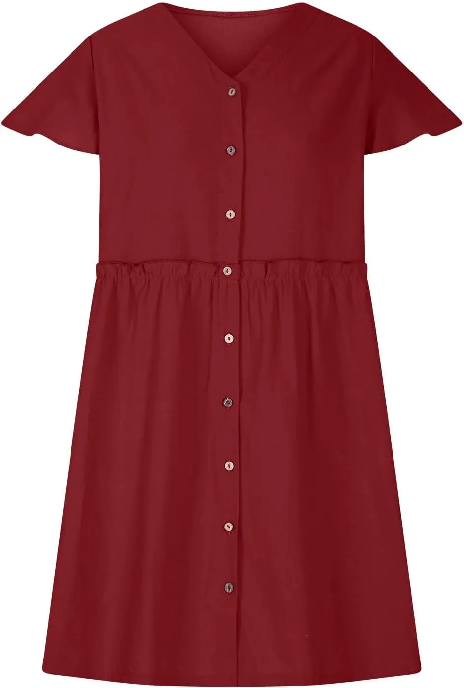 hlysgo Womens Button Down Dress 2025 Summer Loose Fit Flutter Sleeve V Neck Mini Dresses Beach Vacation A Line Casual Dress