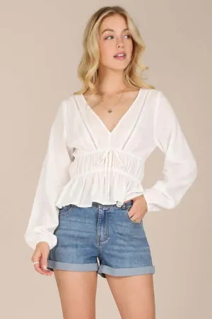 Ivory Long Sleeve Sheer Lace Top
