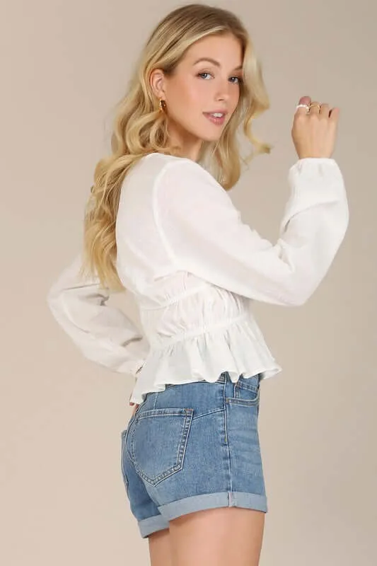 Ivory Long Sleeve Sheer Lace Top