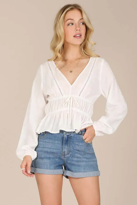 Ivory Long Sleeve Sheer Lace Top