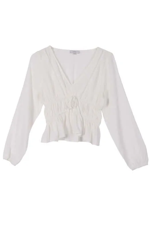 Ivory Long Sleeve Sheer Lace Top
