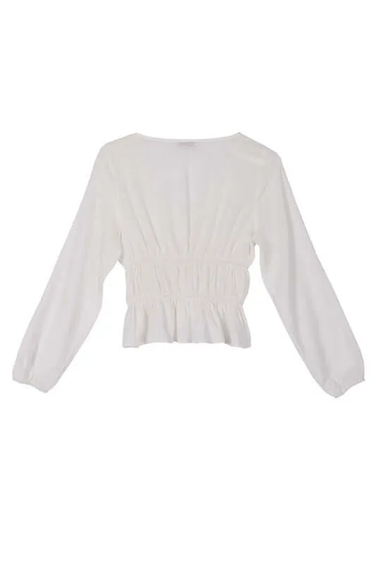 Ivory Long Sleeve Sheer Lace Top