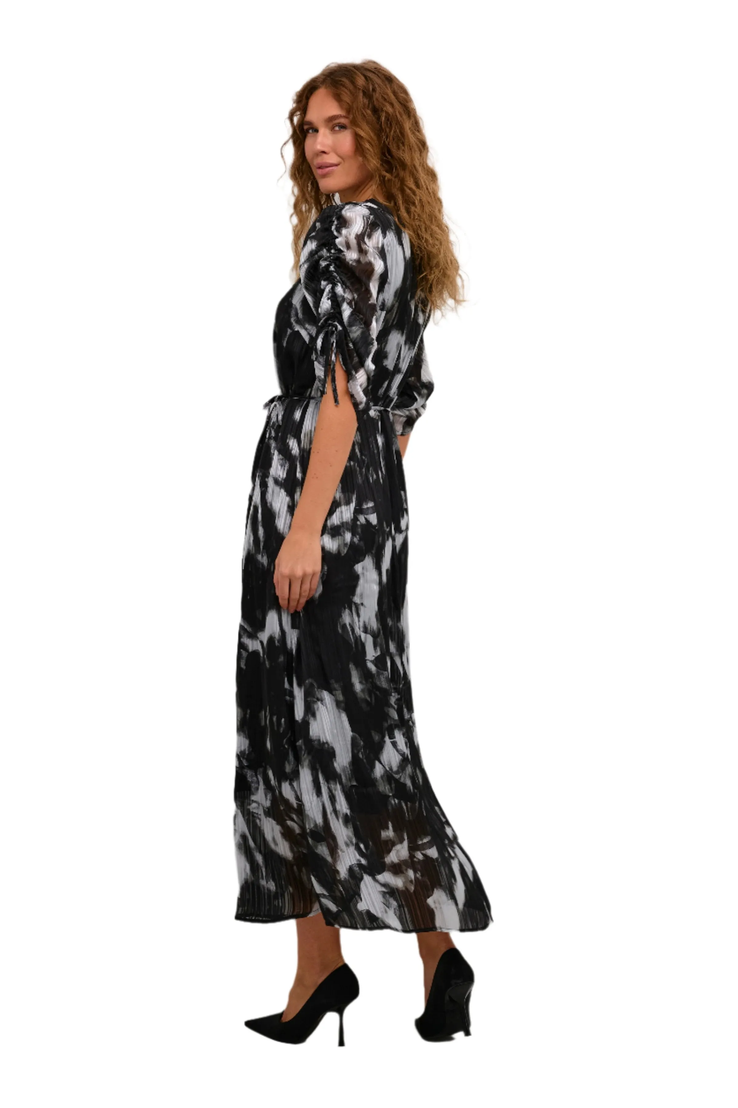 Kaffe Womens Dress Lifa Maxi Black/Grey Blurry Graphics