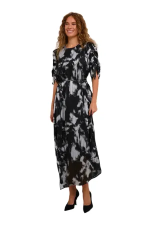 Kaffe Womens Dress Lifa Maxi Black/Grey Blurry Graphics