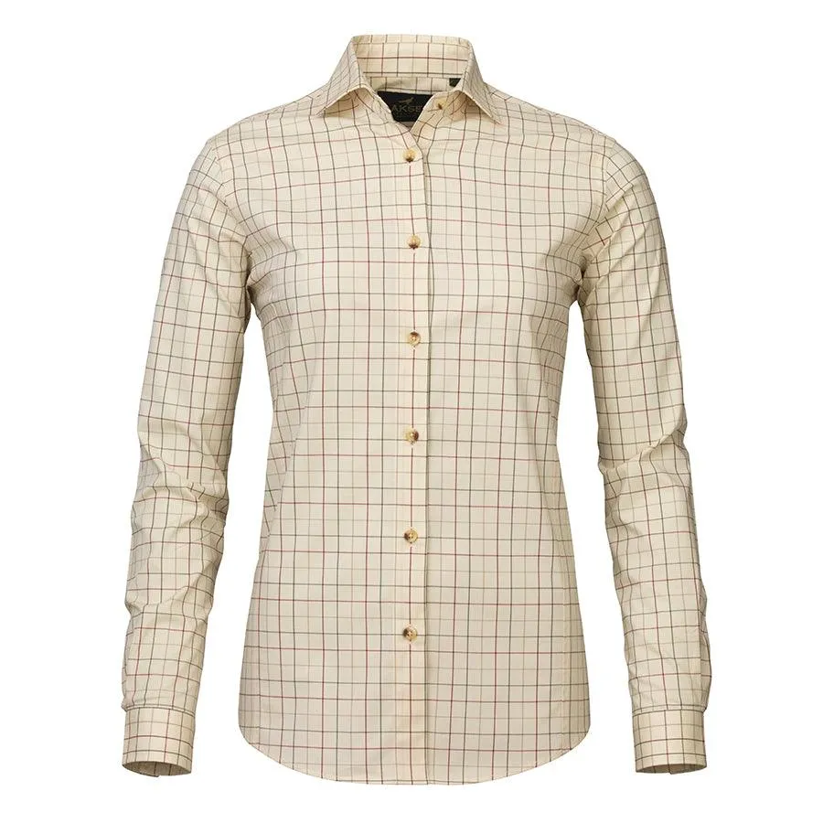 Laksen Eliza Ladies Tattersall Shirt - Loden/Wine/Camel