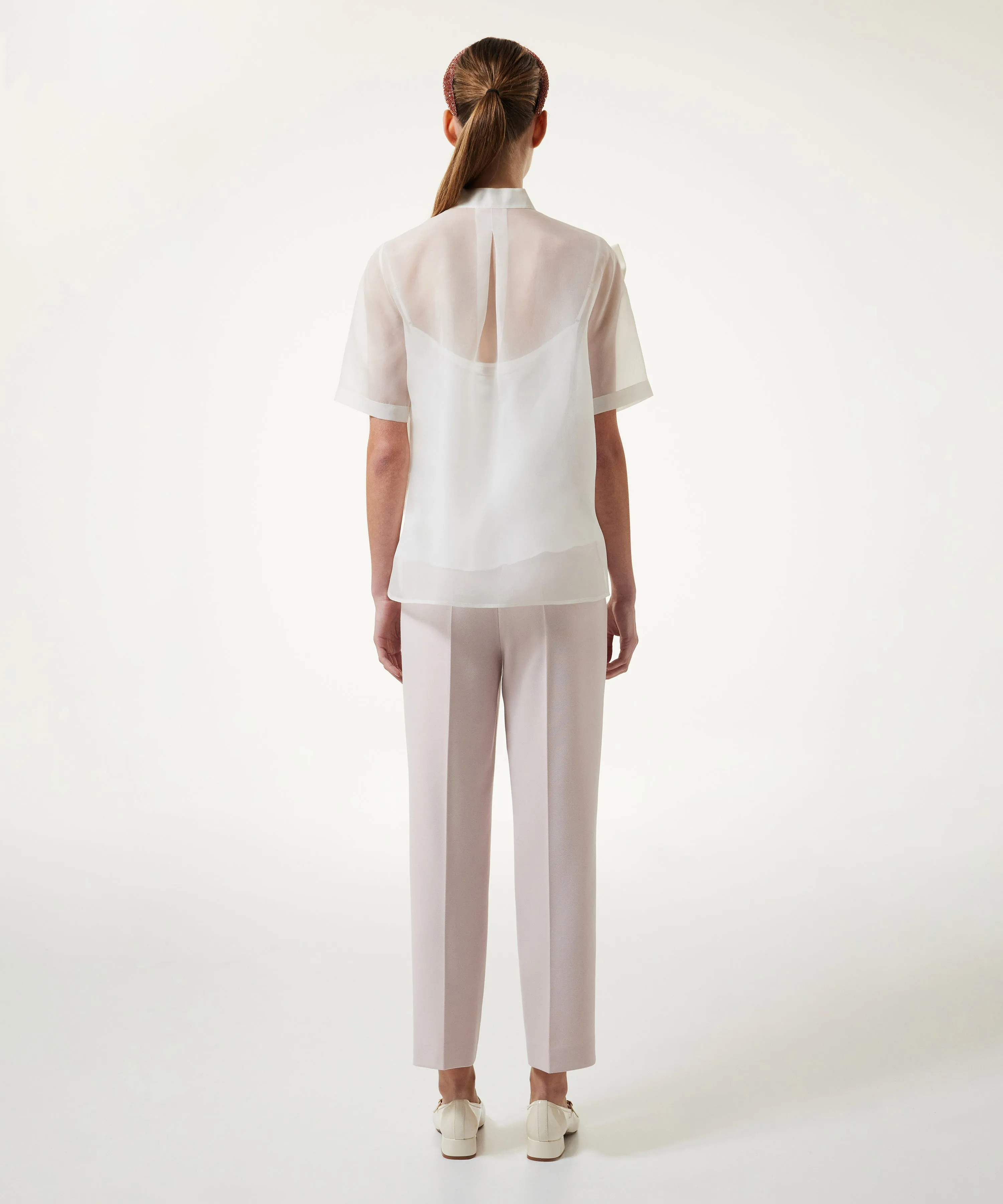Machka Silk Shirt With Ribbon Off White